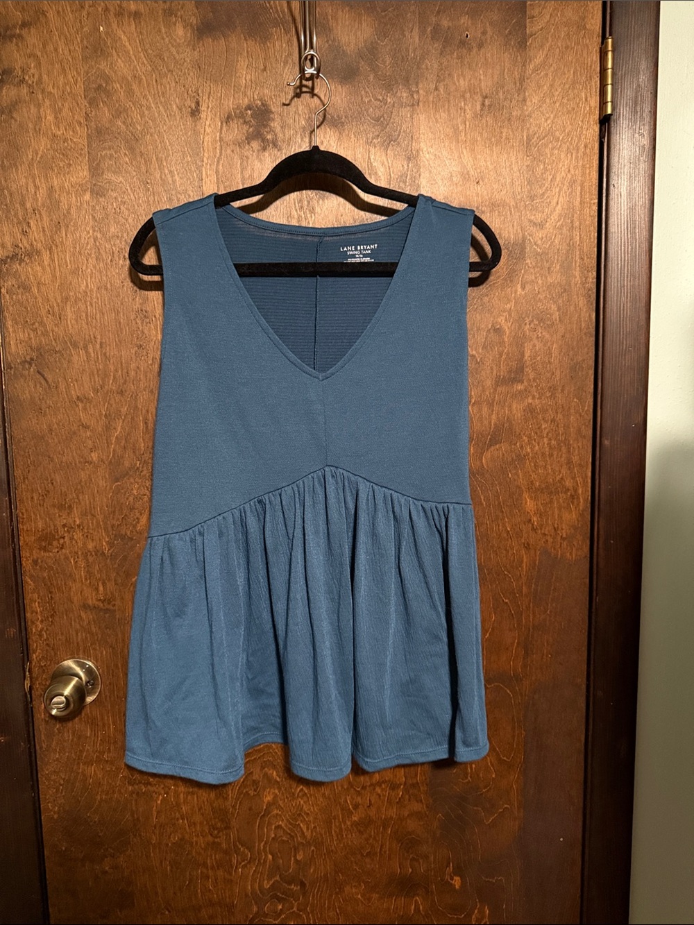 Lane Bryant Blue Sleeveless V-Neck Peplum Swing Tank